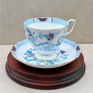 Pre-1966 Royal Tuscan Fine Bone China Amari Teacup and Saucer England Numbered